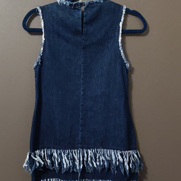 n/nicholas Denim Frayed Hem Tunic With Fringe NEW WITH TAGS SIZE 0 - Picture 4 of 9